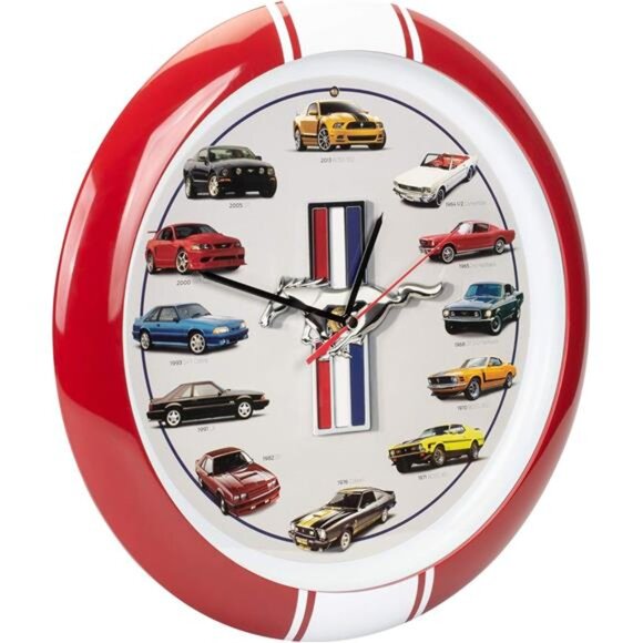 Ford Mustang History Sound Wall Clock 13 Inch Black 60's - Present Collector RED - Picture 6 of 7